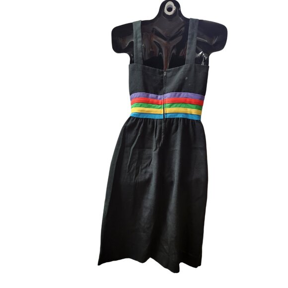 Vintage Black Dress With Rainbow Stripes Strapless EUC - Picture 2 of 6